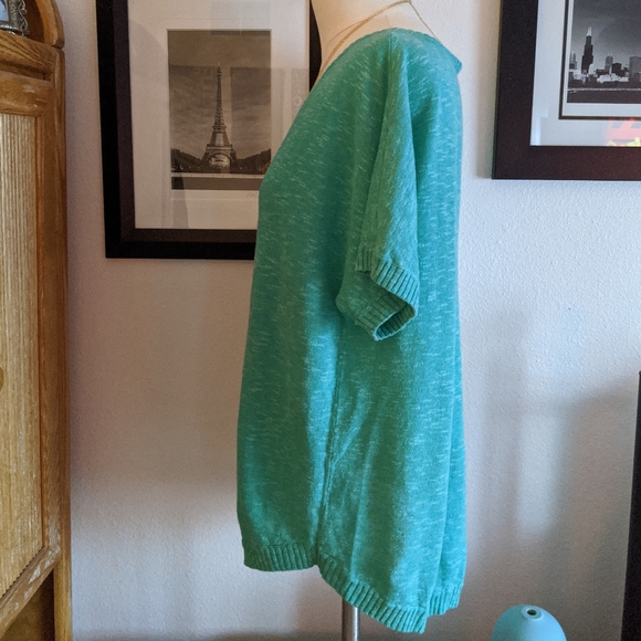 {Eileen Fisher} Short Sleeve Green Sweater Size L - Picture 3 of 6